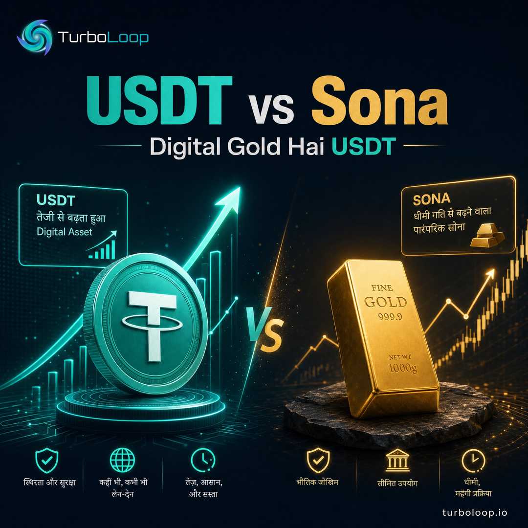 TurboLoop Hindi Banner — USDT Vs Gold