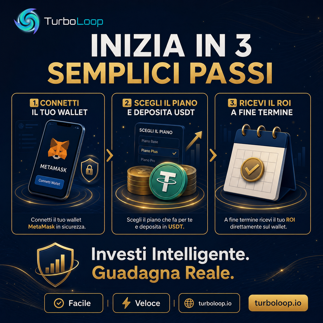 Come Iniziare 3 Passi — TurboLoop Italian Banner