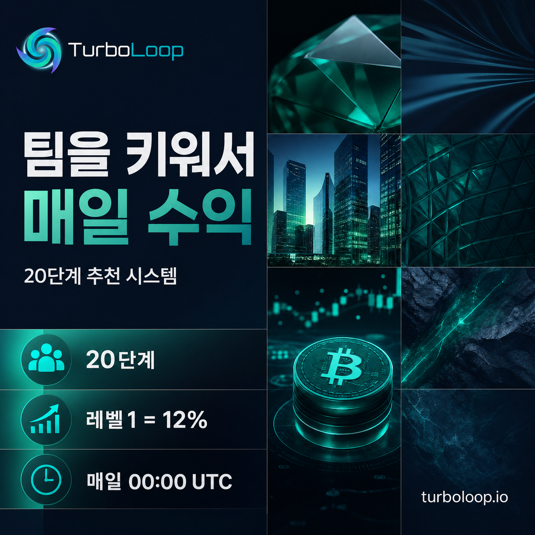 TurboLoop Korean market banner — 20-Level Referral — Earn from 20 levels of your network