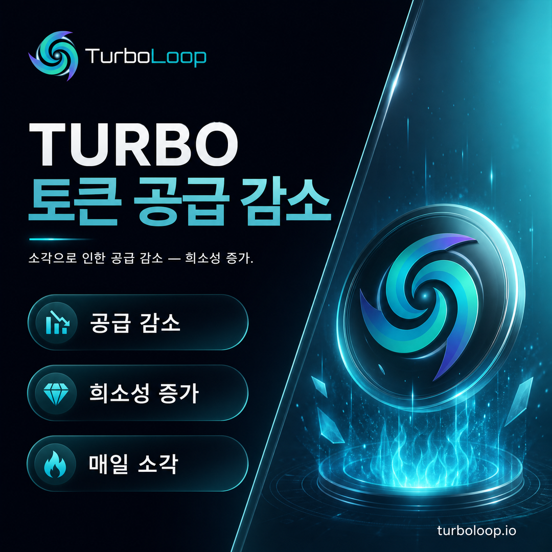 TurboLoop Korean market banner — TURBO Token — Deflationary burn, daily buyback