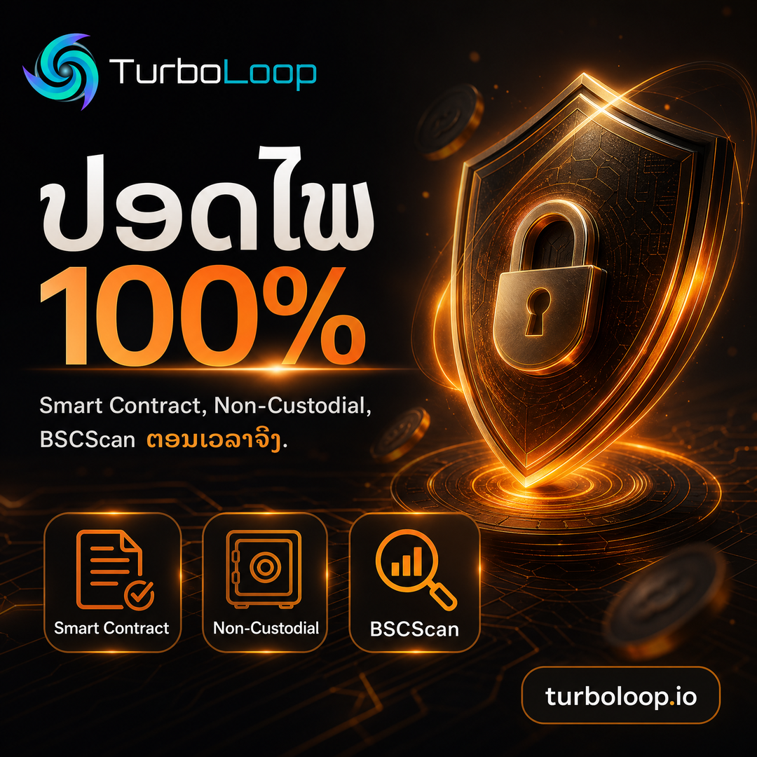 TurboLoop Lao market banner — Trust & Security — Non-custodial, BSCScan verified, immutable