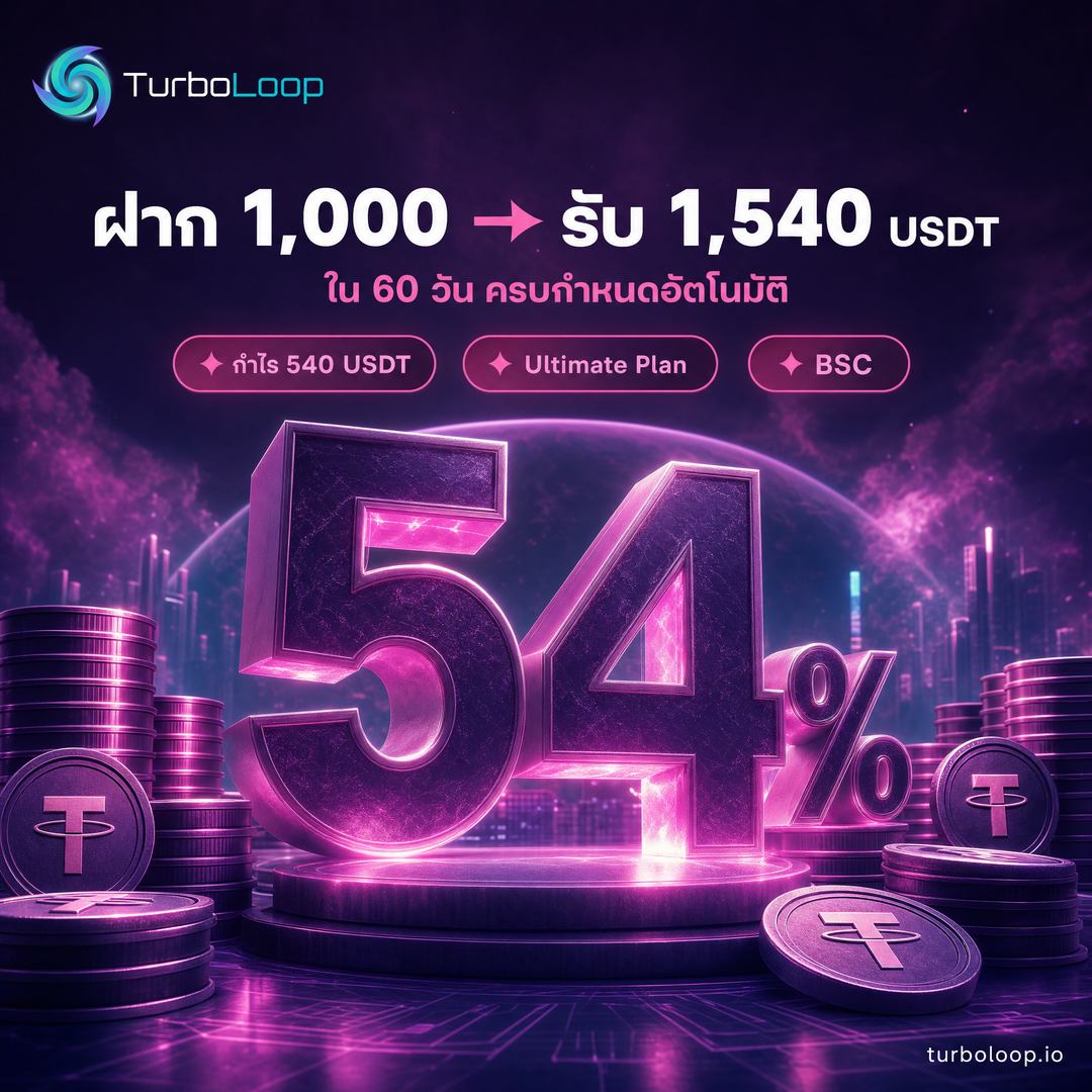 TurboLoop Thai market banner — Ultimate 3DRender PurplePink HeroCenter — 60 days, 54% yield at end of term