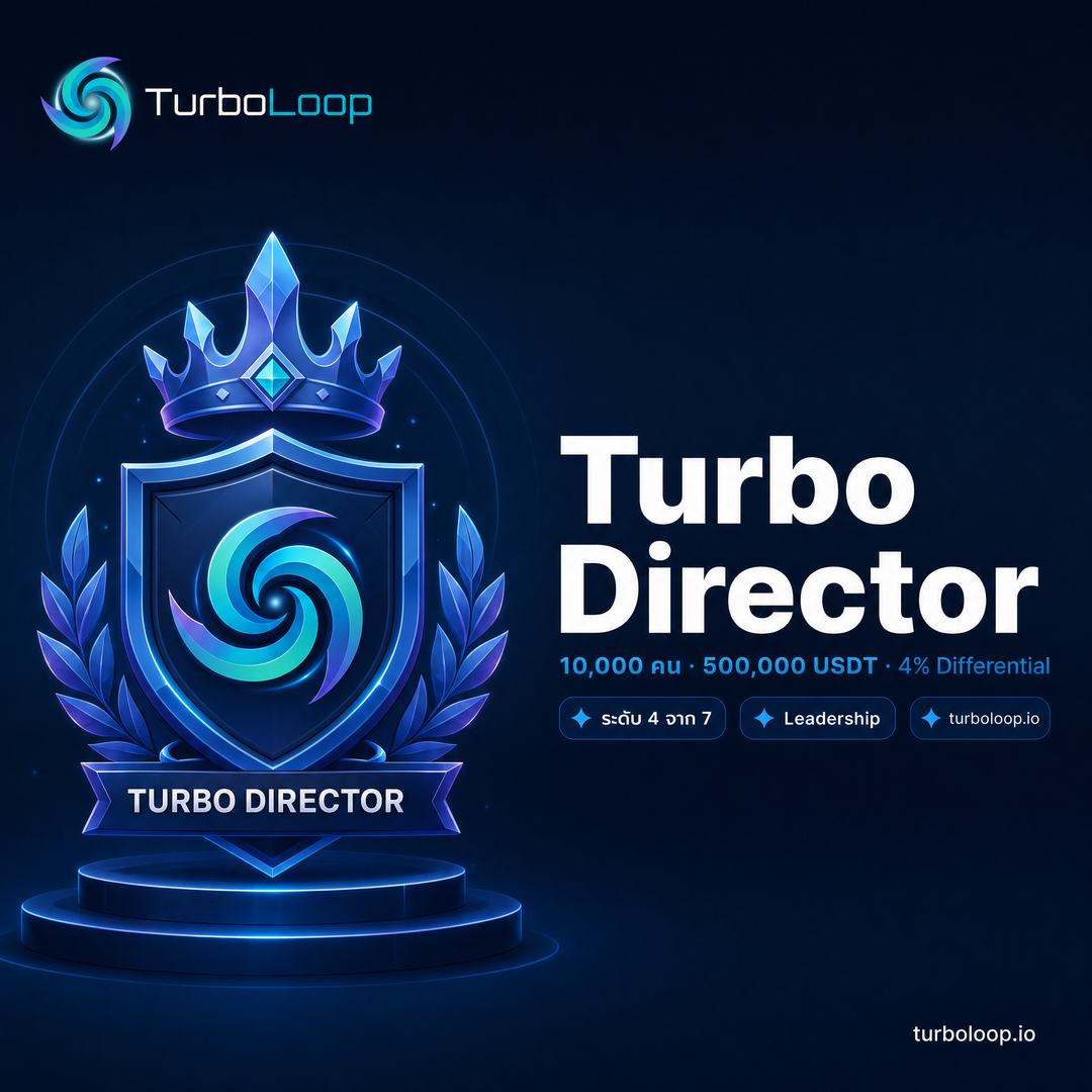 TurboLoop Thai market banner — Ranks Illustrative MidnightBlue HeroLeft — Partner to Legend — 7 leadership levels